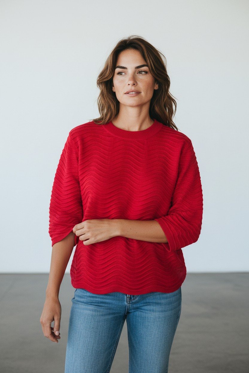 Women’s — Textured crew-neck knit